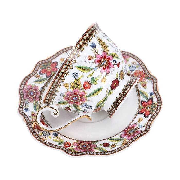 Vintage Flowers Bone China Coffee Cup