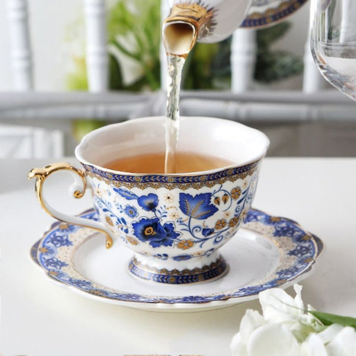 Vintage Flowers Bone China Coffee Cup