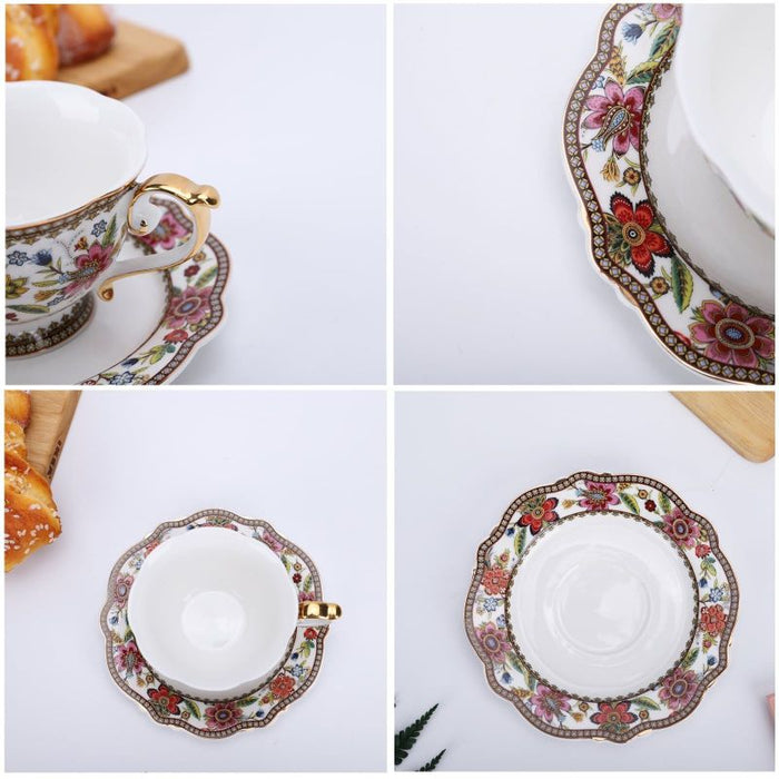 Vintage Flowers Bone China Coffee Cup