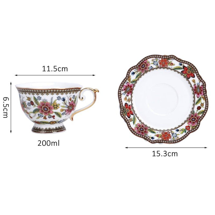 Vintage Flowers Bone China Coffee Cup
