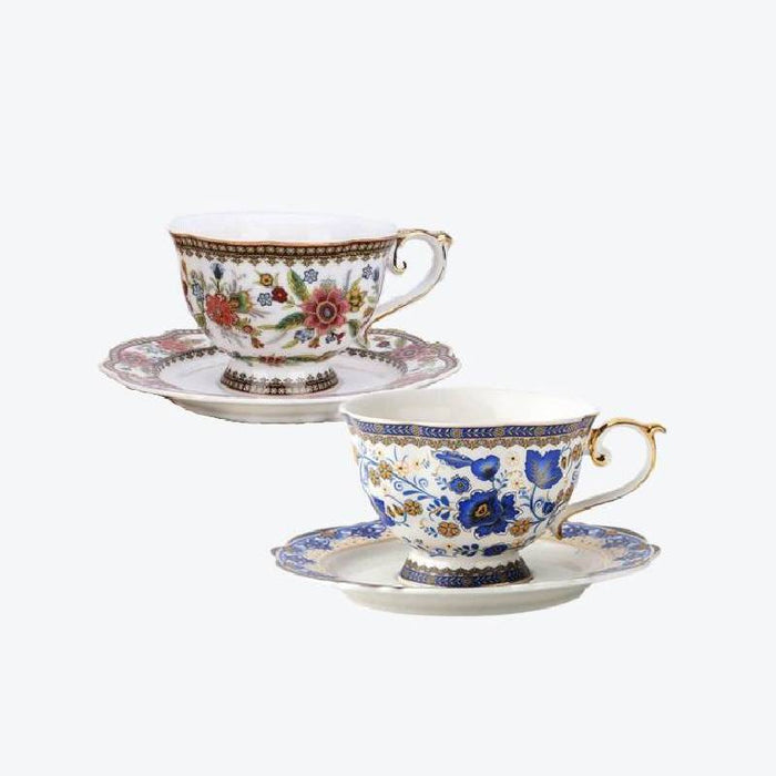 Vintage Flowers Bone China Coffee Cup
