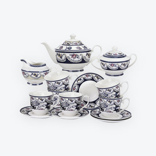 15 Pieces Blue Vintage China Tea Set - HauSweet