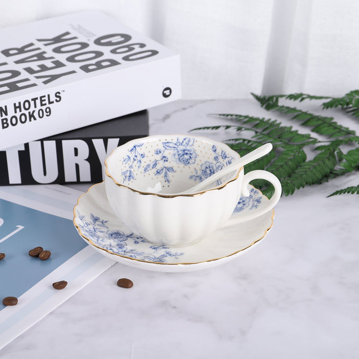 Blue Rose Porcelain Coffee Cup - HauSweet
