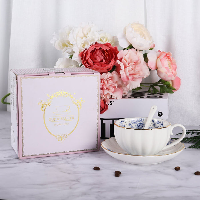 Blue Rose Porcelain Coffee Cup - HauSweet