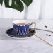 Blue Geometric Ceramic Coffee Cup - HauSweet