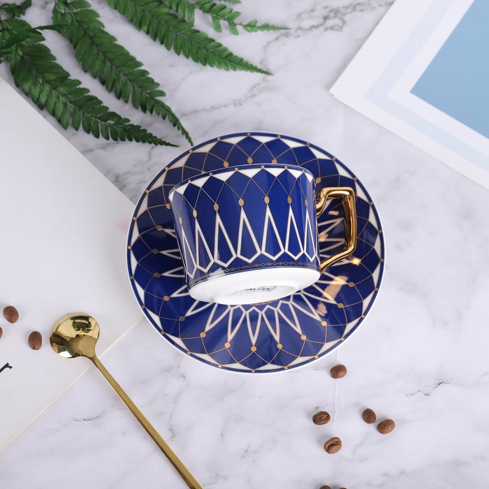 Blue Geometric Ceramic Coffee Cup - HauSweet