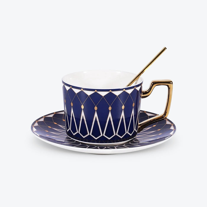 Blue Geometric Ceramic Coffee Cup - HauSweet
