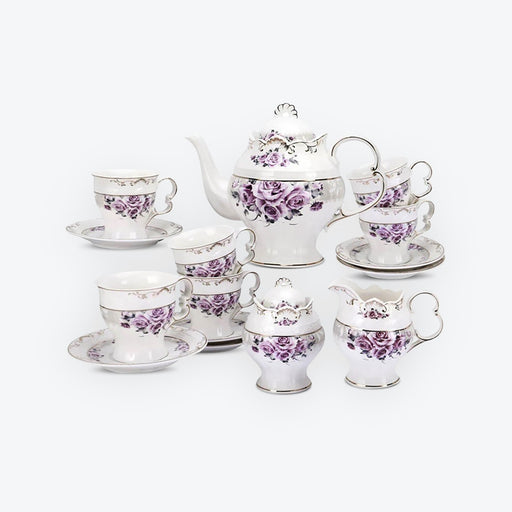 15 Pieces British Rose Porcelain Tea Set - HauSweet