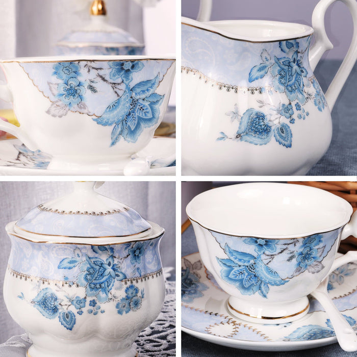 Blue Flowers Porcelain Tea Set - HauSweet