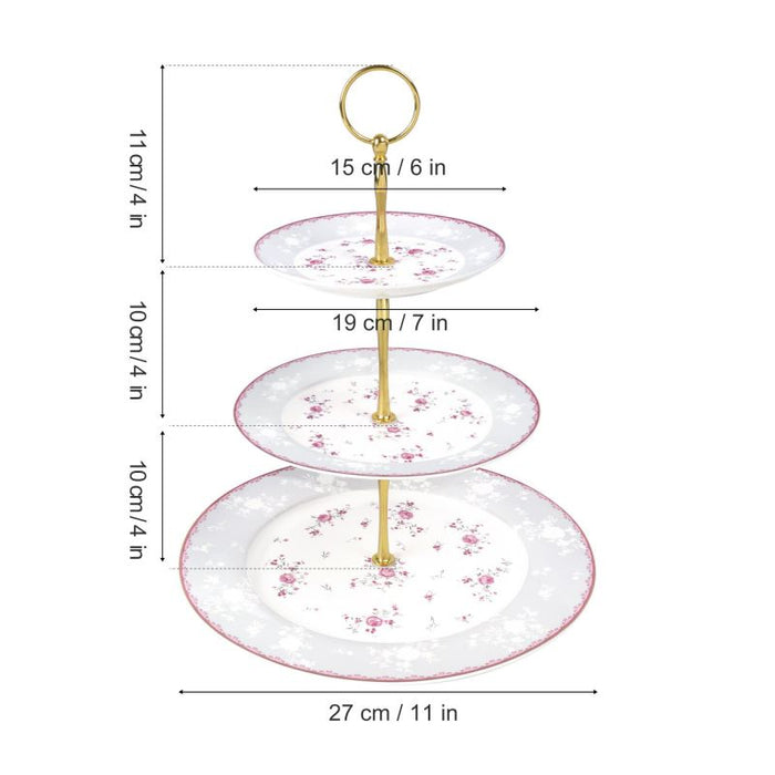 3 Tier Pink Porcelain Cupcake Stand