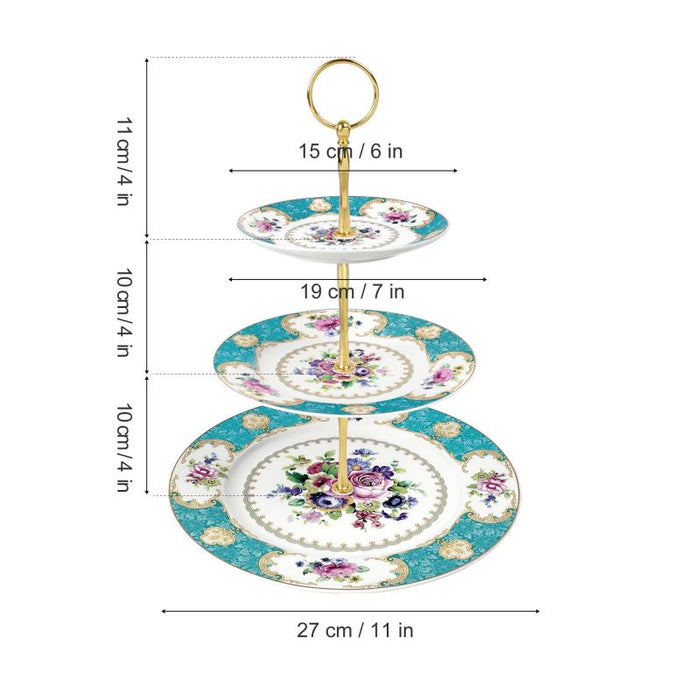 3 Tier Blue Porcelain Cake Stand