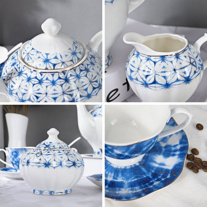 Vintage Blue Porcelain Tea Set