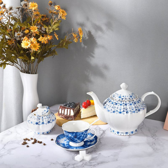 Vintage Blue Porcelain Tea Set