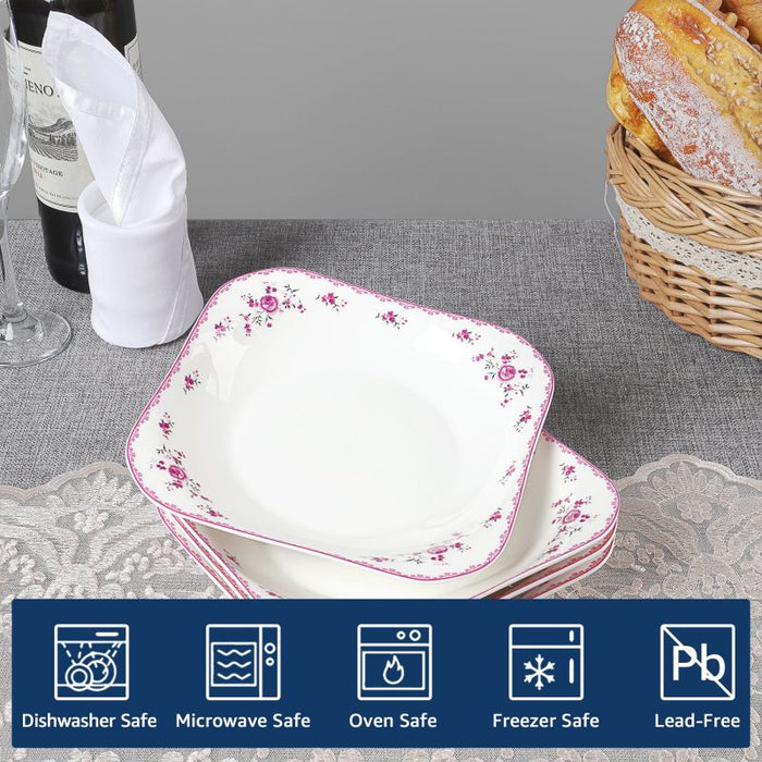 Porcelain Square Round Plates Set