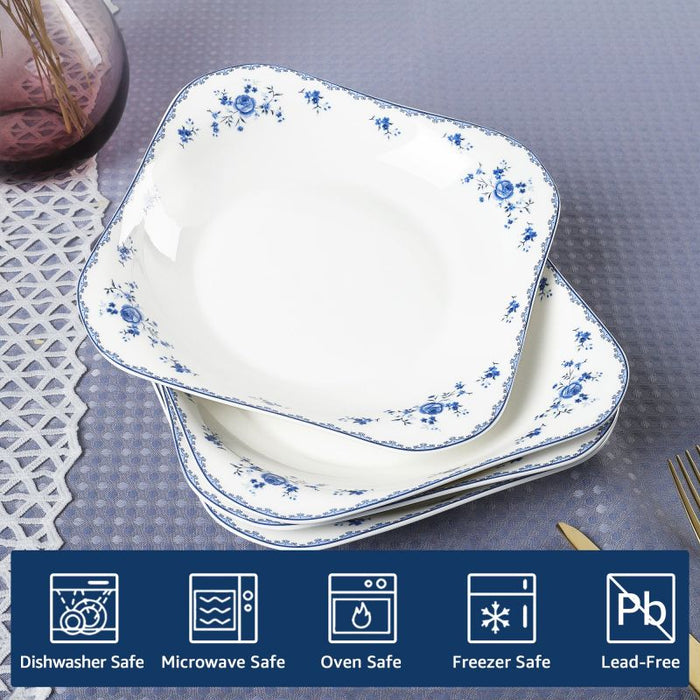 Blue Floral Porcelain Plates Set