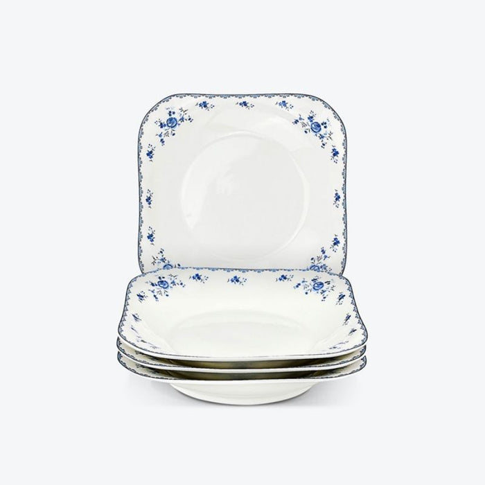 Blue Floral Porcelain Plates Set