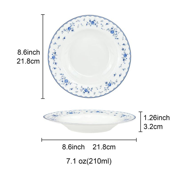 Blue Floral Porcelain Plates Set