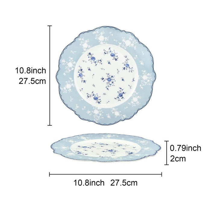 Blue Floral Porcelain Plates Set