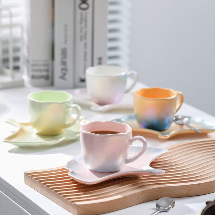 Gradient Coffee Mug with Ginkgo Saucer