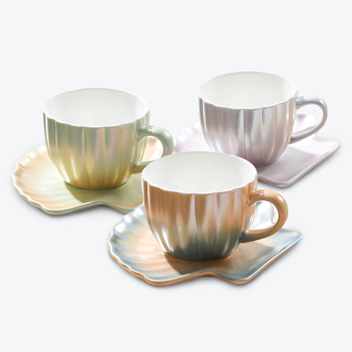 Gradient Ocean Coffee Mug with Shell Saucer