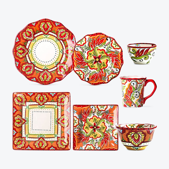 Bohemian Dinnerware Red Plates Bowls Mug