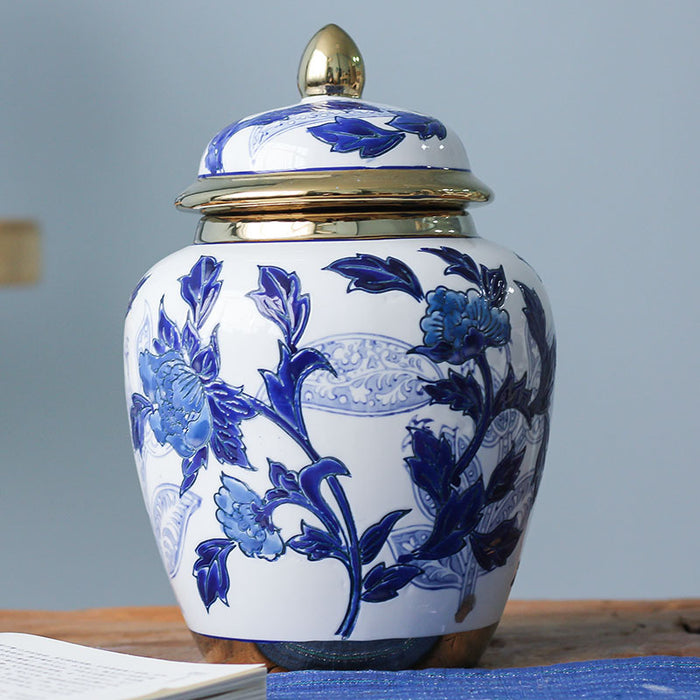 Blue and White Porcelain Ginger Jar