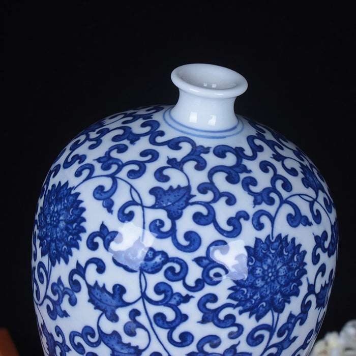 Blue And White Porcelain Beauty Plum Floor Vase