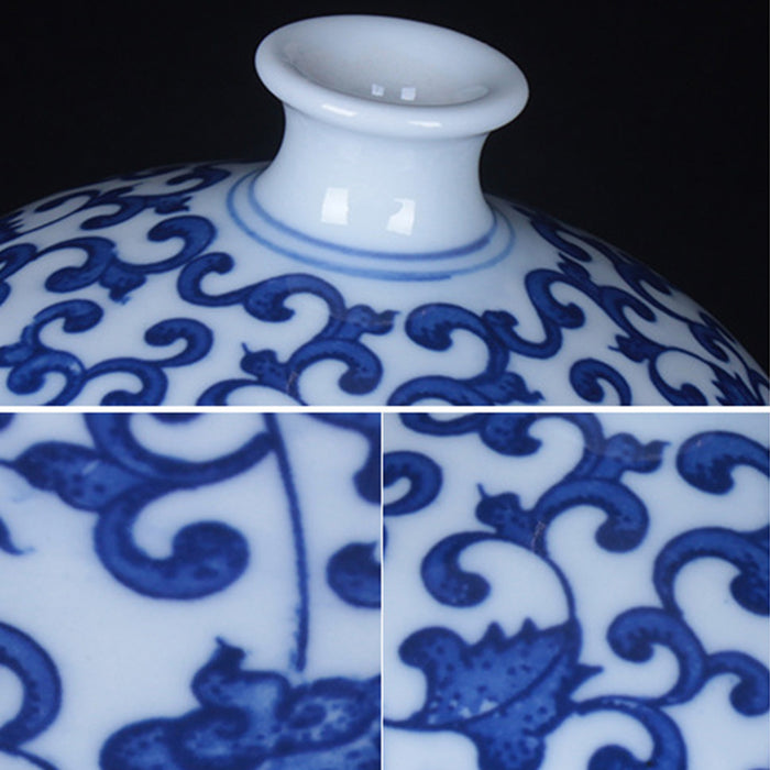 Blue And White Porcelain Beauty Plum Floor Vase