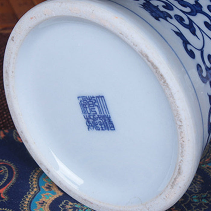 Blue And White Porcelain Beauty Plum Floor Vase