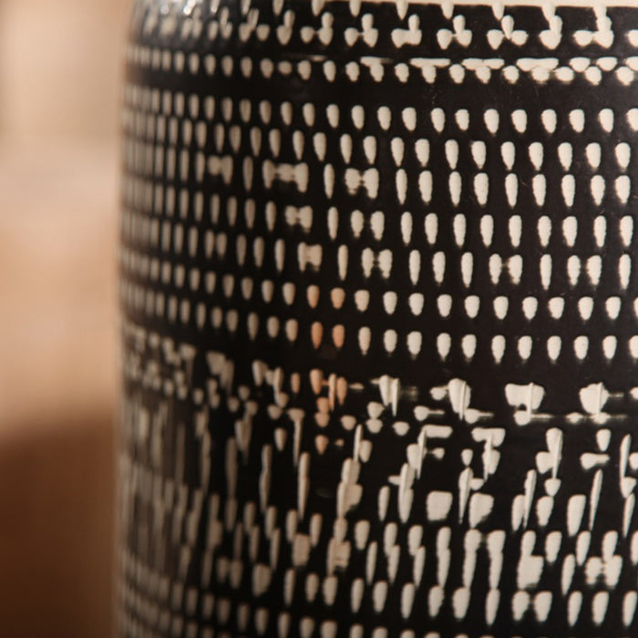 Black Extra Large Dashed Decorative Floor Vase