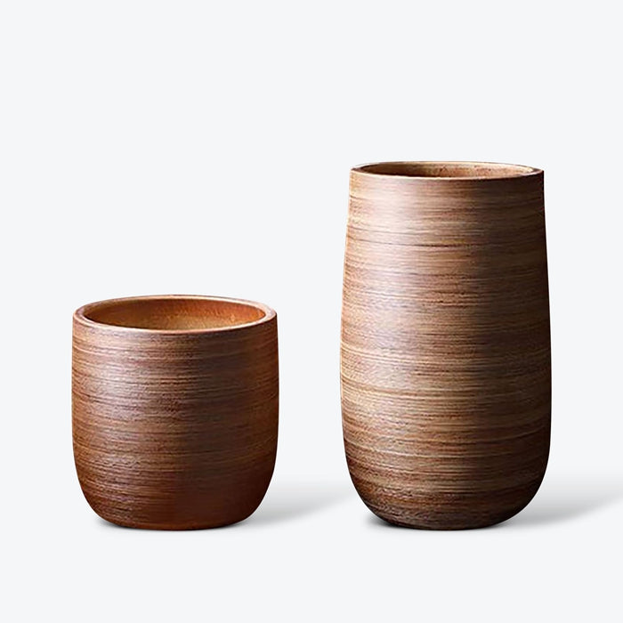 Brown Striped Giant Flower Pot