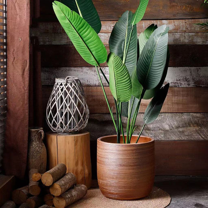 Brown Striped Giant Flower Pot