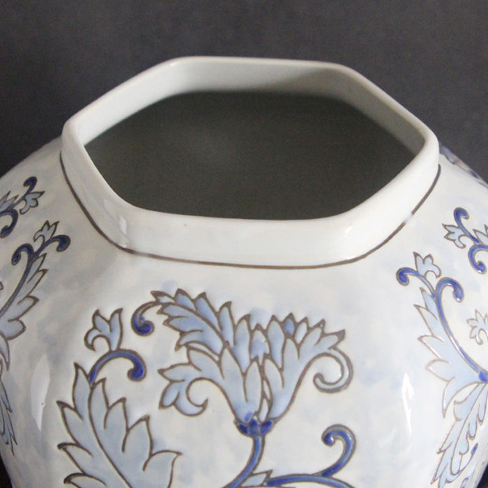 Hand-Painted Blue and White Porcelain Ginger Jar Vase