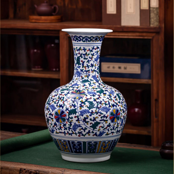 Oversized Blue And White Flower Handmade Floor Vases