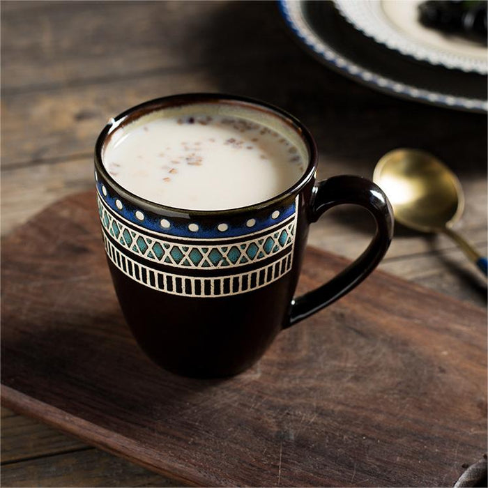 Embossed Reactive Glaze Stoneware Cup