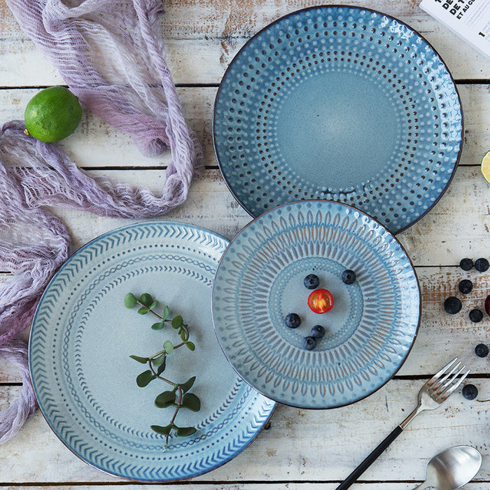 European Ceramic Disc Blue Dinnerware Set