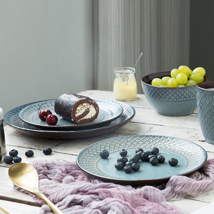 European Ceramic Disc Blue Dinnerware Set