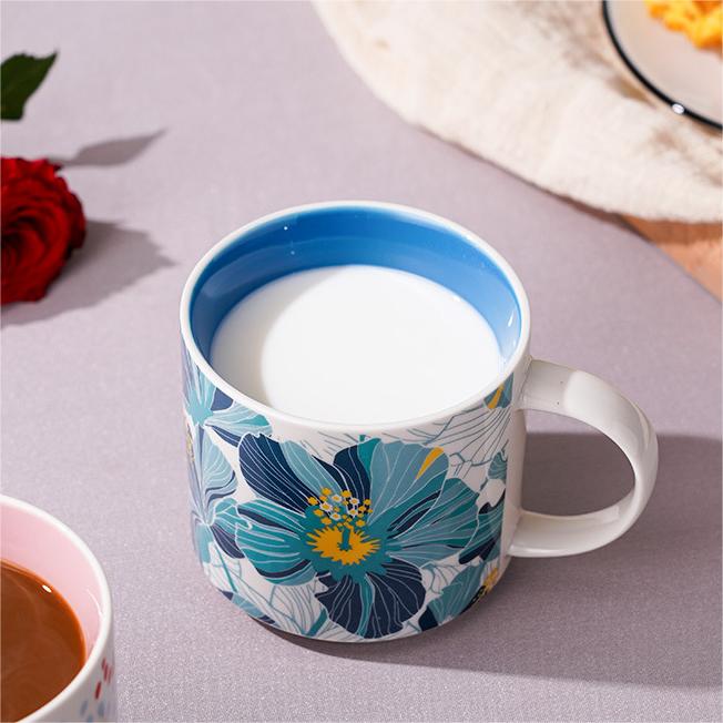 Flower Pattern Hand-Painted Ceramic Mug