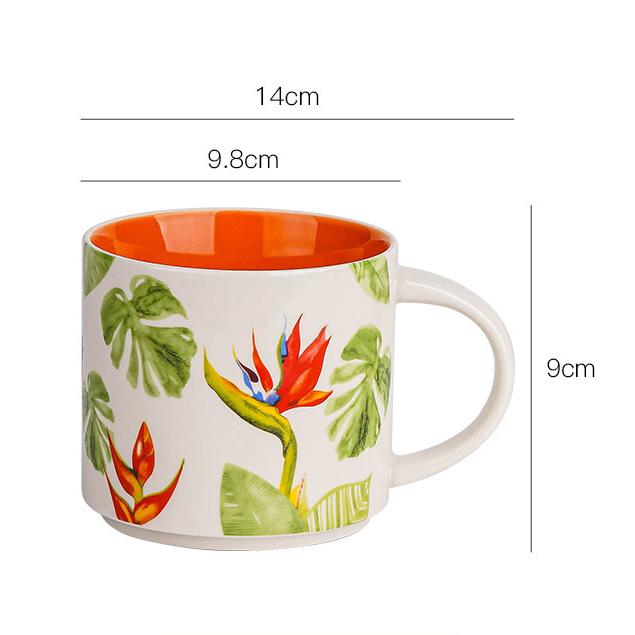 Flower Pattern Hand-Painted Ceramic Mug