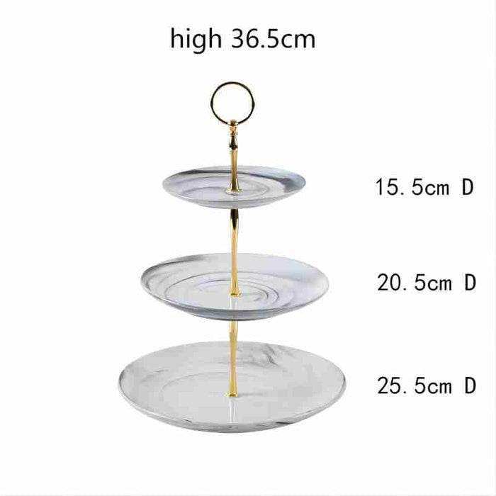 Creative Marbled Three-Layer Ceramic Cake Stand