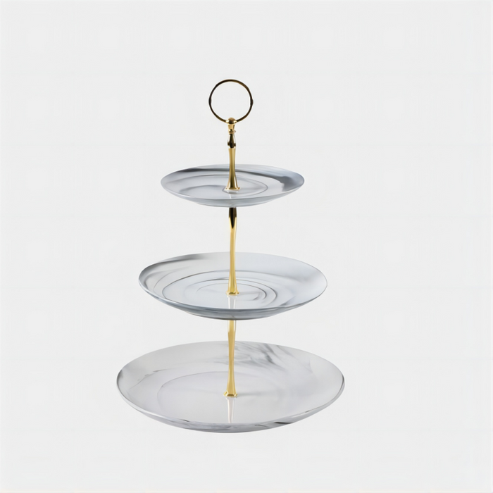 Creative Marbled Three-Layer Ceramic Cake Stand