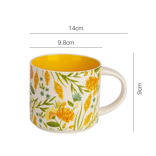Flower And Leaf Hand-Painted Ceramic Mug