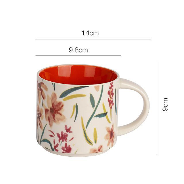 Flower And Leaf Hand-Painted Ceramic Mug