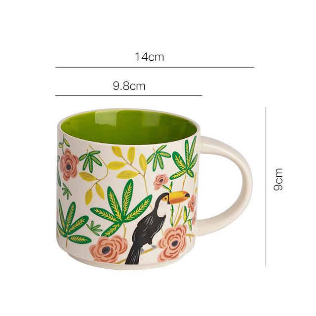 Flower And Leaf Hand-Painted Ceramic Mug