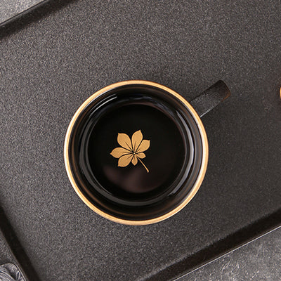 Gold Ring Dotted Black Frosted Tea Set
