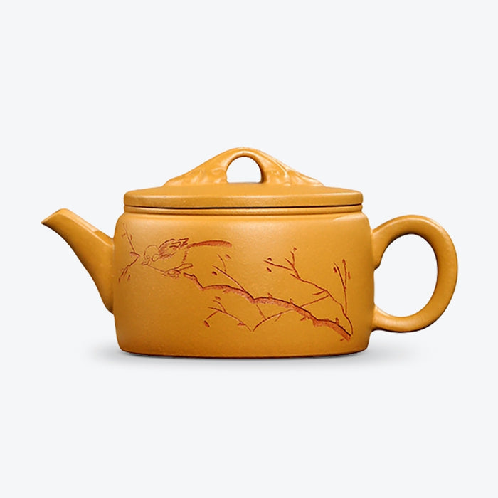 Yixing Handmade Branch Bird Zisha Teapot