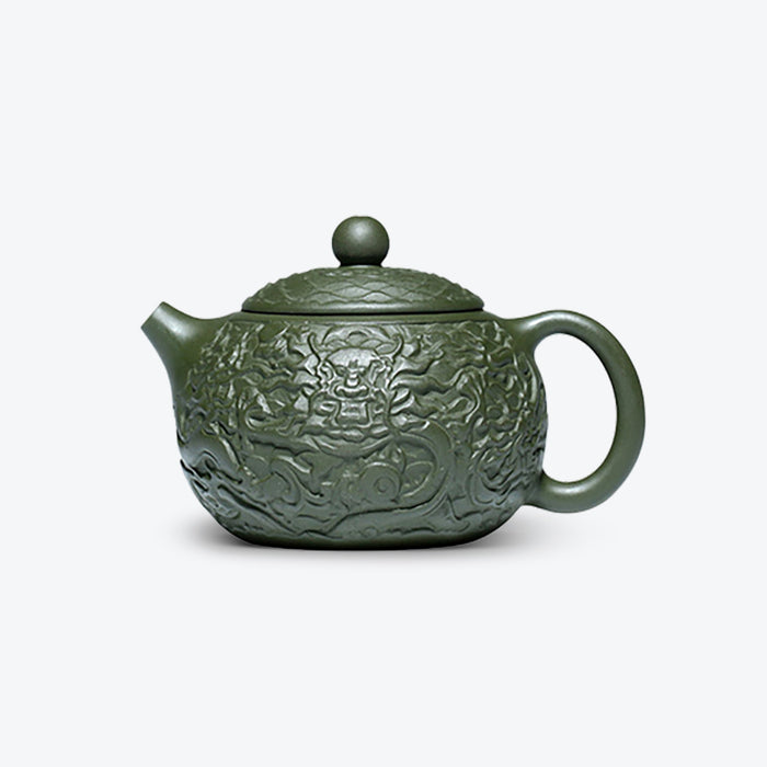 Yixing Green Clay Crawling Dragon Xishi Teapot