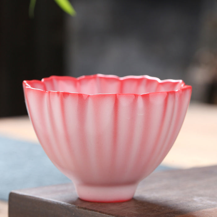 Japanese Style Petal Shaped Ceramic Teacup