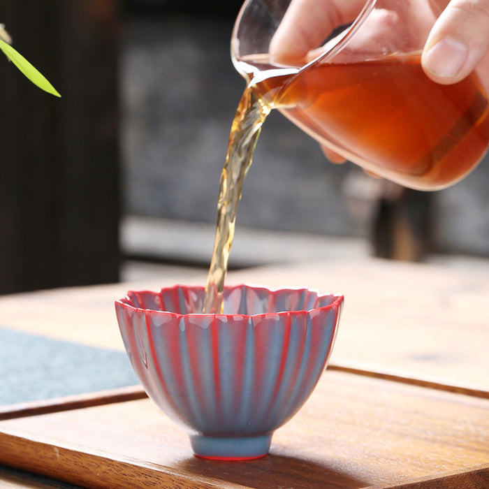 Japanese Style Petal Shaped Ceramic Teacup