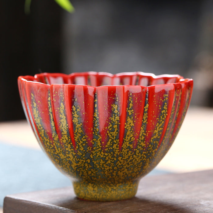 Japanese Style Petal Shaped Ceramic Teacup